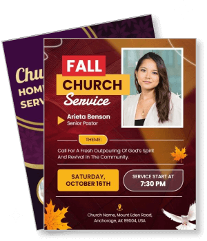 fall church service poster senior pastor arieta benson anchorage alaska event template