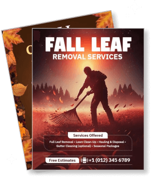 fall leaf removal services poster raking silhouette info template