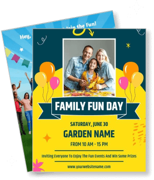 family fun day event with date time and location information template