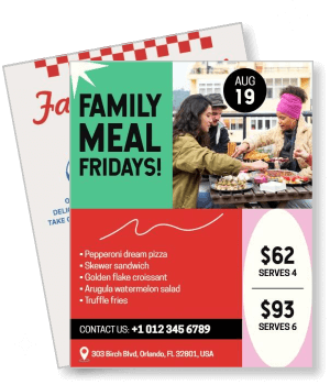 family meal fridays promotional with menu and price details template