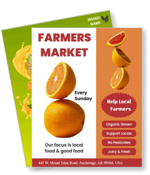 farmers market poster organic local fresh produce support locals template