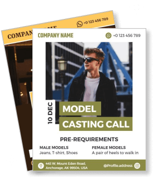 fashion model casting call with date and requirements for male and female models template