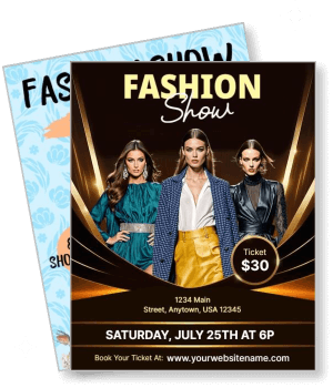 fashion show three models event details and ticket price template
