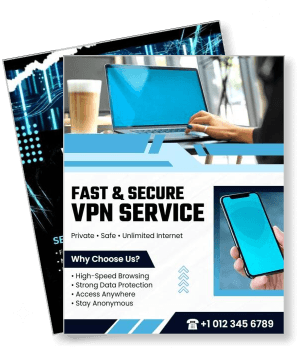 fast secure vpn service promotion with laptop phone display template