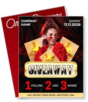 festive giveaway poster with gifts and instructions for participation template