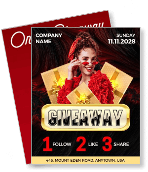 festive giveaway with gifts and instructions for participation template