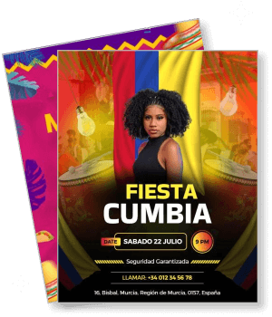 fiesta cumbia event poster with latin american theme template