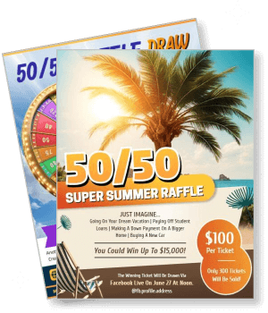 fifty fifty super summer raffle palm tree design template