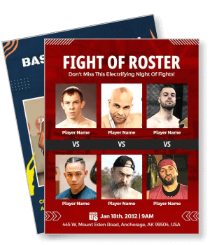 fight of roster event with fighter photos and event details template