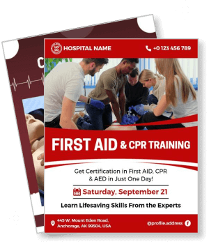 first aid cpr training poster with certification date and contact info template