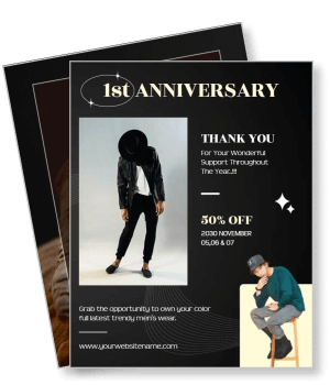 first anniversary fashion promotion flyer menswear discount offer template