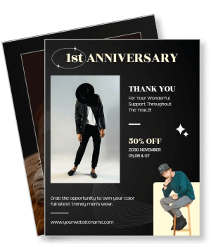 first anniversary fashion promotion menswear discount offer template