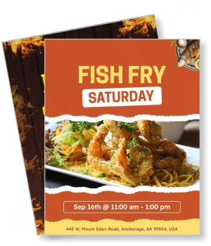 fish fry saturday event poster with food and details anchorage ak template