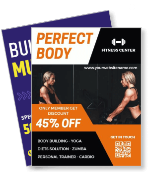 fitness center advertisement perfect body gym discount offer template