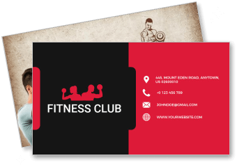 fitness club business card design with contact details template