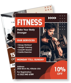 fitness gym promotional flyer weight training discount service details template