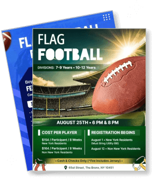 flag football youth stadium event poster registration details template