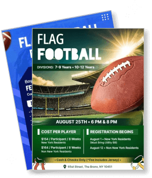 flag football youth stadium event registration details template