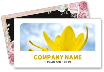 floral business card template with yellow flower design and company name placeholder