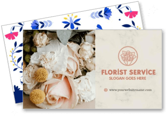 florist service business card design with floral background template