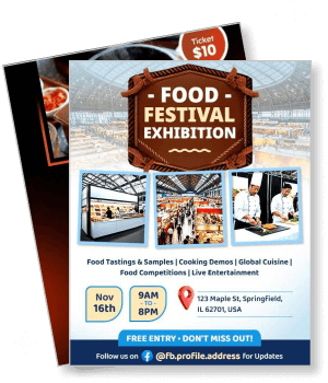 food festival exhibition event details with date and location template