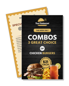 food restaurant promotion flyer chicken burger combo deal template