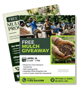 free mulch giveaway event poster with community gardening photos template
