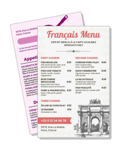 french restaurant menu design elegant layout template