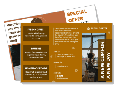 fresh brew coffee shop menu offer design template