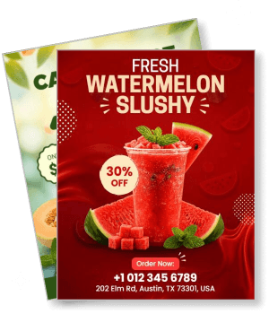 fresh watermelon slushy advertisement discount offer template