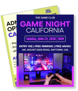 game night california design june 2030 event promotion template