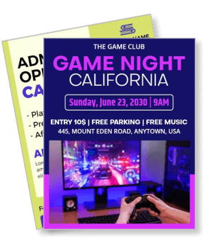 game night california flyer poster design june 2030 event promotion template