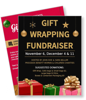 gift wrapping fundraiser event dates donations hosts template