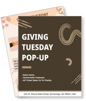 giving tuesday pop up event retro items homemade treasures charity sale template