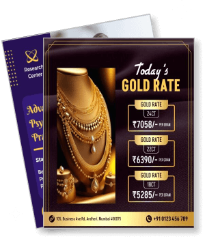 gold rate advertisement with necklace display and pricing details template