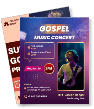 gospel music concert with venue and singer details template