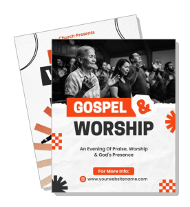 gospel worship event flyer design template with audience praying