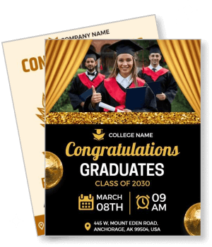 graduation flyer template congratulations class of 2030 ceremony invitation