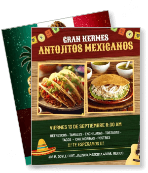 gran kermes antojitos mexicanos event flyer with food images description template