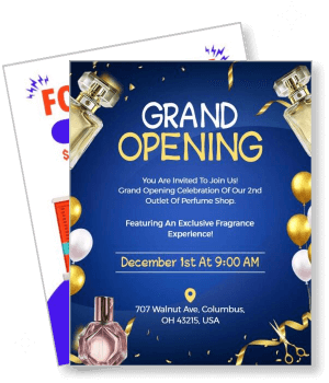 grand opening perfume shop invitation celebration exclusive fragrance event template