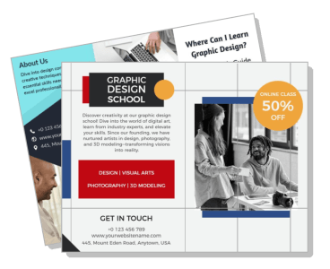 graphic design school online class promotion visual arts photography modeling template