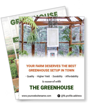 greenhouse advertisement pamphlet setup for farm quality yield durability template