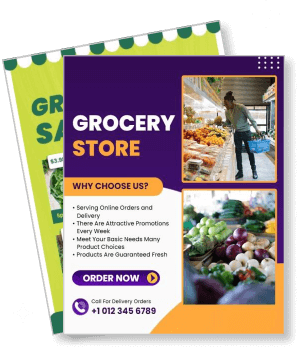 grocery store flyer template online order promotion fresh products