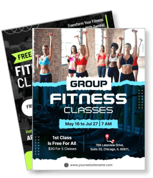 group fitness classes promotion may july free first class template