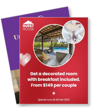 guesthouse special deal decorated room breakfast poolside offer template