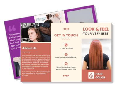 hair salon advertisement brochure design hair color services promotion template