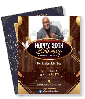 happy 50th birthday celebration service invitation pastor john doe template