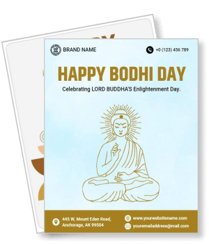 happy bodhi day celebration with lord buddha illustration template