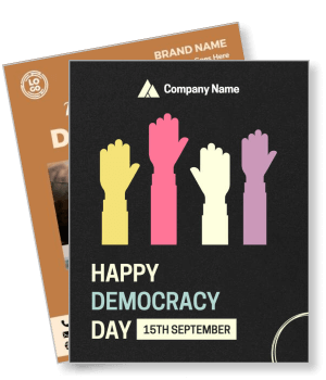 happy democracy day with colorful raised hands company brand template