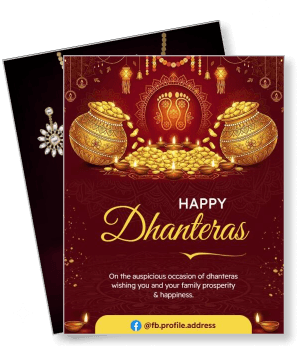 happy dhanteras festival greeting card gold coins traditional decoration template